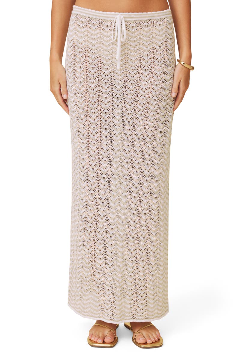Splendid Eleni Stripe Pointelle Sweater Skirt, Main, color, 