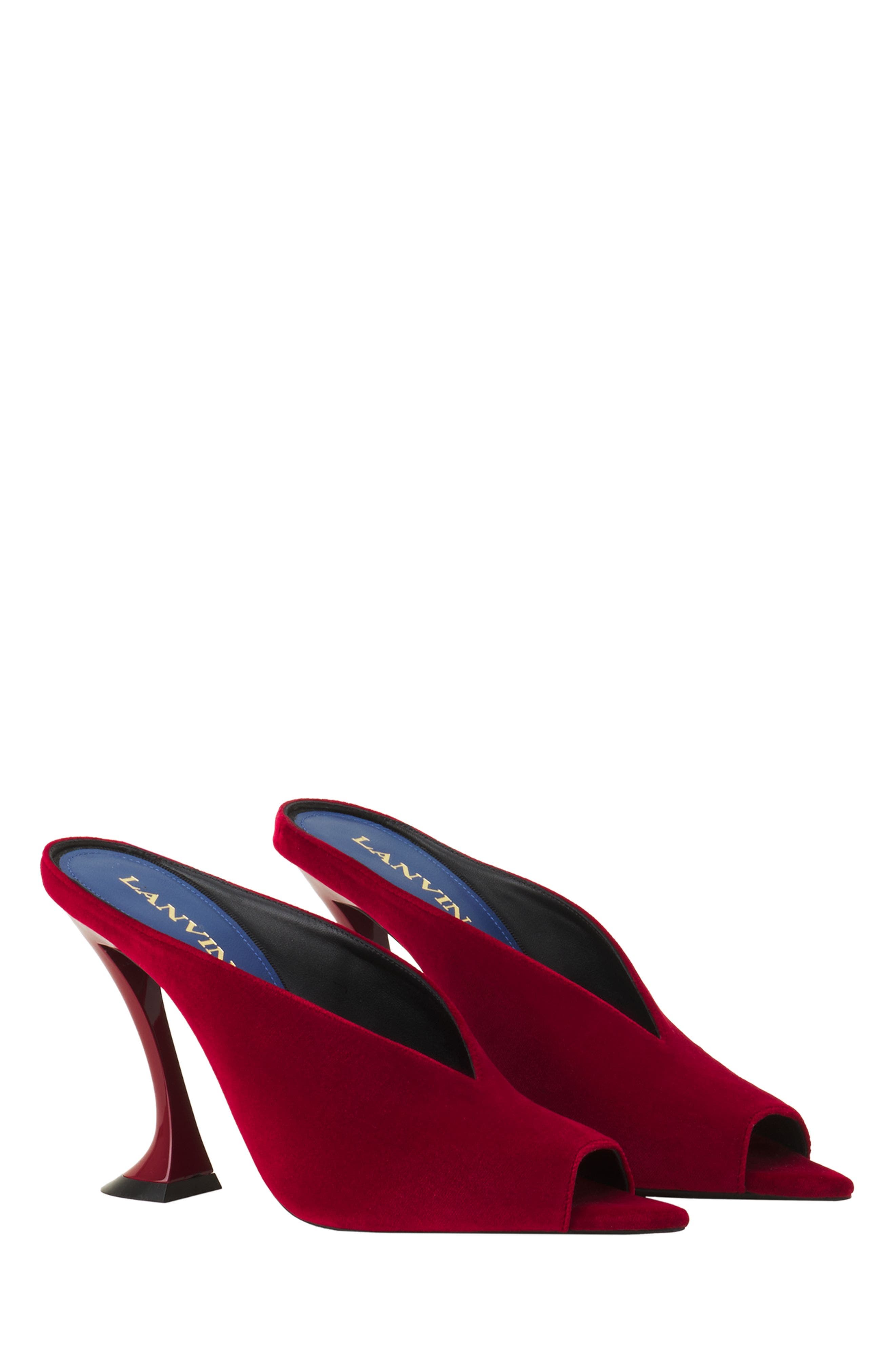 Lanvin Midnight Step Mule In Velvet, Alternate, color, Red