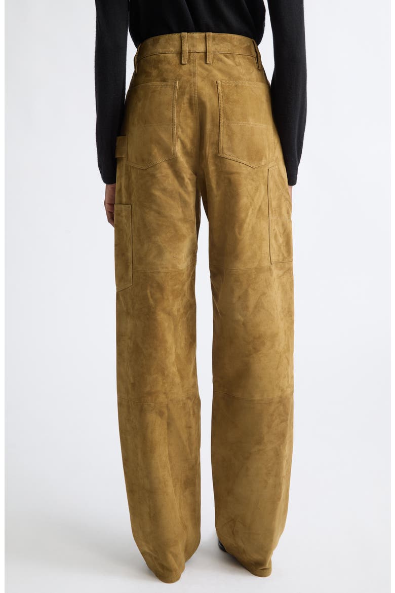 Mills High Waist Suede Pants, Alternate, color, BREEN