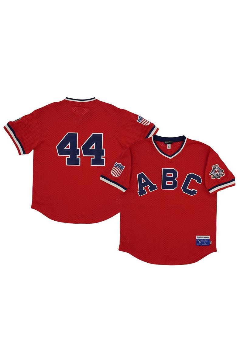 RINGS & CRWNS Men's Rings & Crwns #44 Red Atlanta Black Crackers Mesh Replica V-Neck Jersey, Main, color, Red