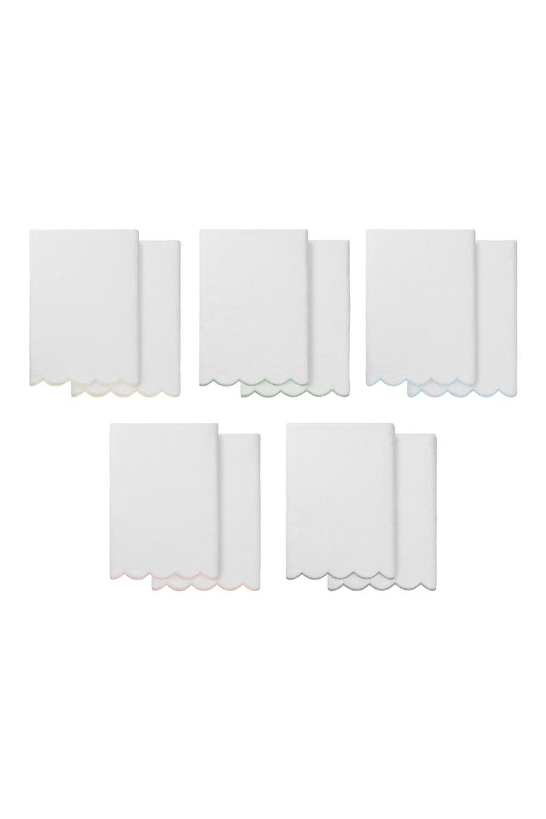 Adornia Scallop Set of 2 Bath Towels, Alternate, color, WHITE/ PINK