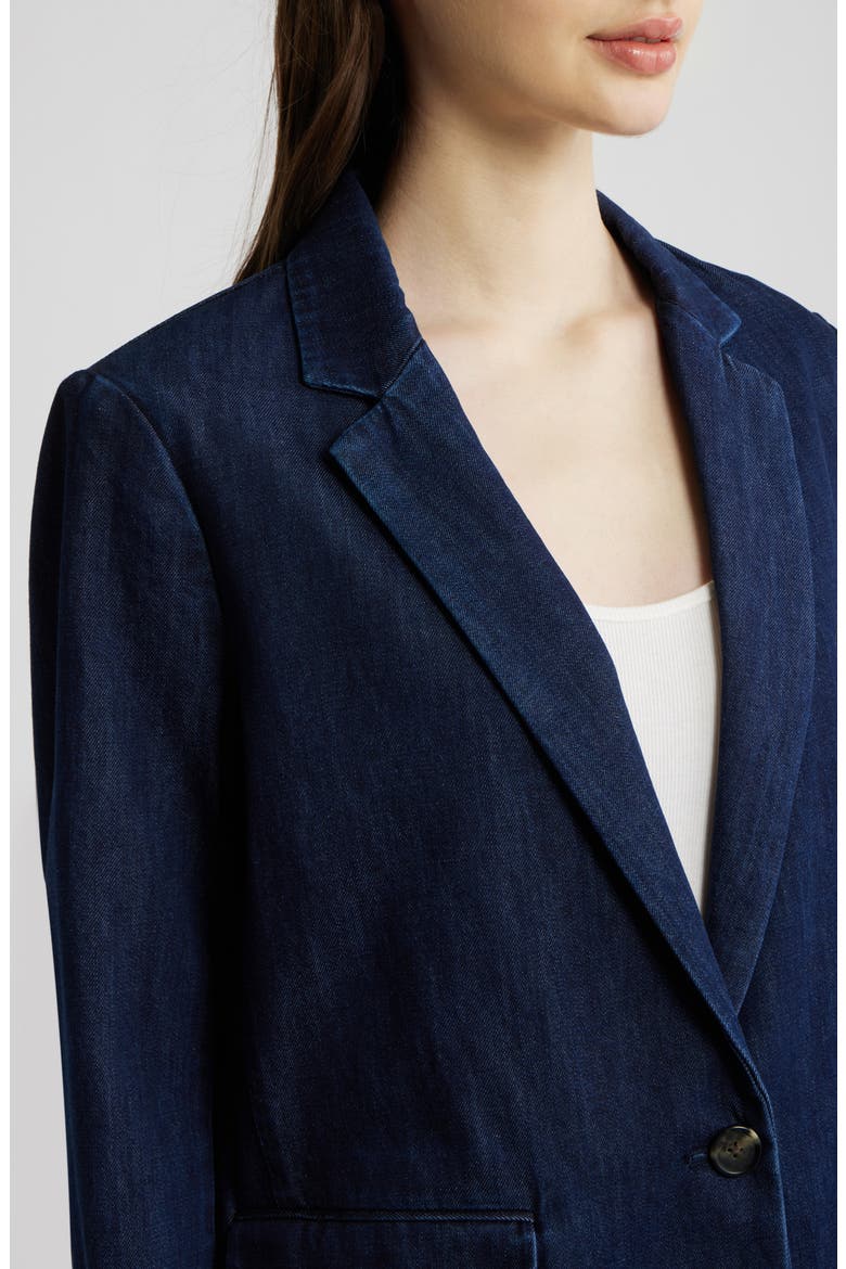 Jennie One-Button Denim Blazer, Alternate, color, INDIGO