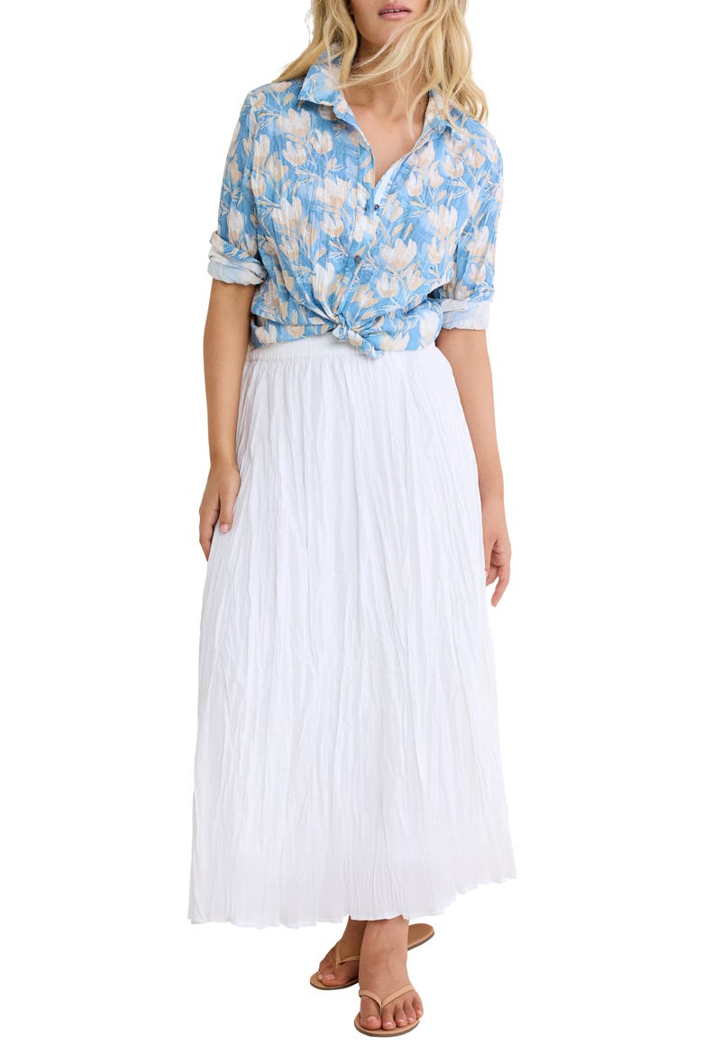 Shadow Floral Core Crinkle Cotton Button-Up Shirt, Alternate, color, BLUE MULTI