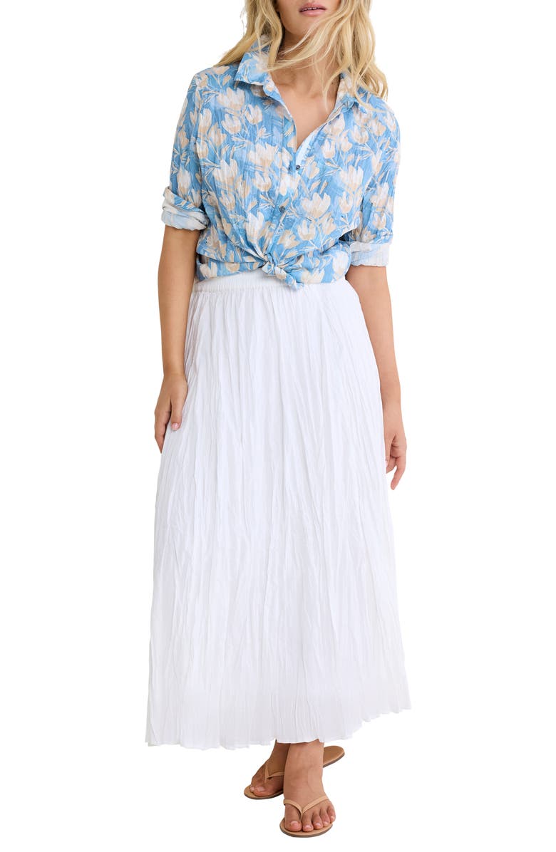 nz BY NIC AND ZOE Shadow Floral Core Crinkle Cotton Button-Up Shirt, Alternate, color, Blue Multi