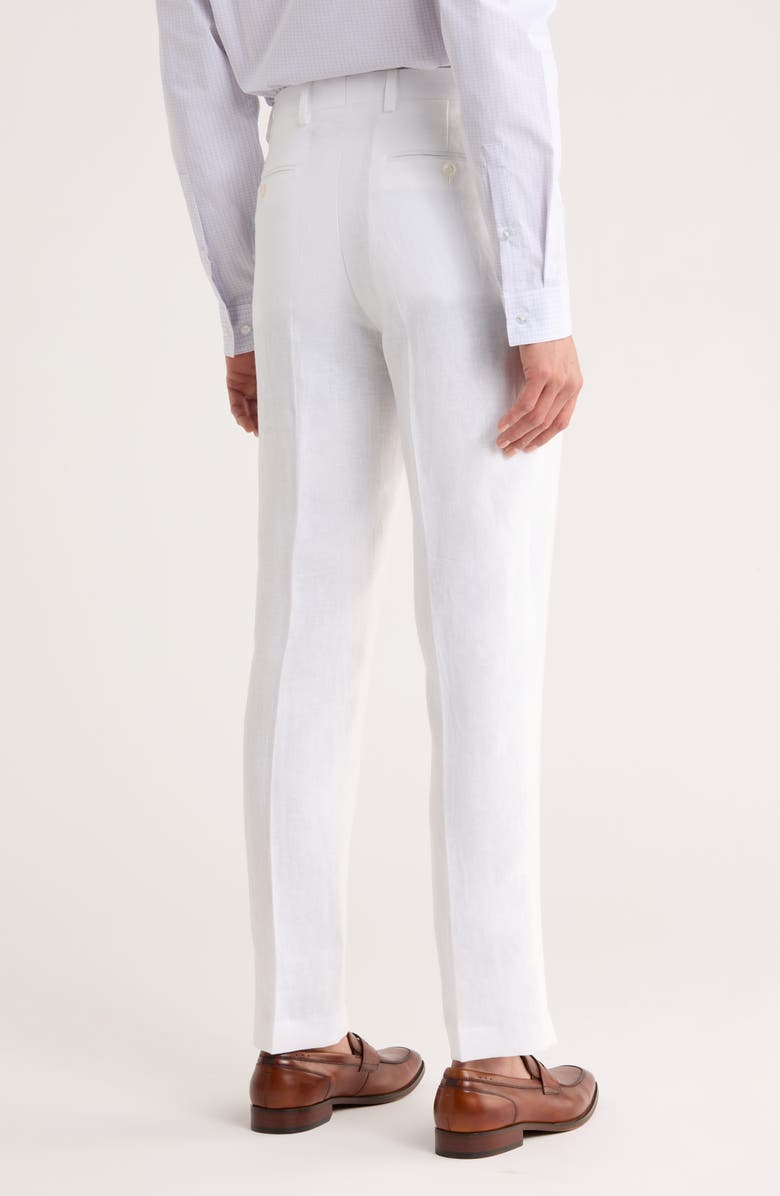 Tommy Hilfiger Flat Front Linen Trousers, Alternate, color, White Solid