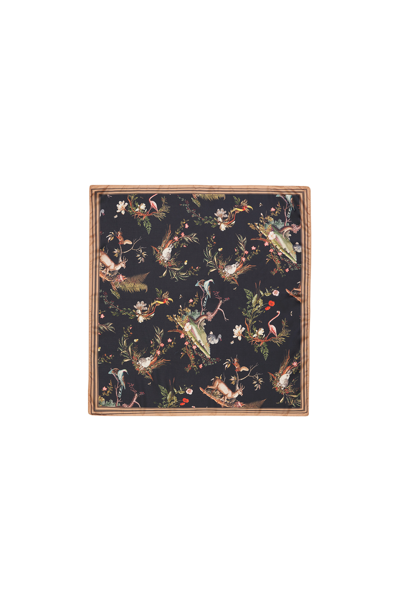 Wonderland Toile Square Scarf, Main, color, Black