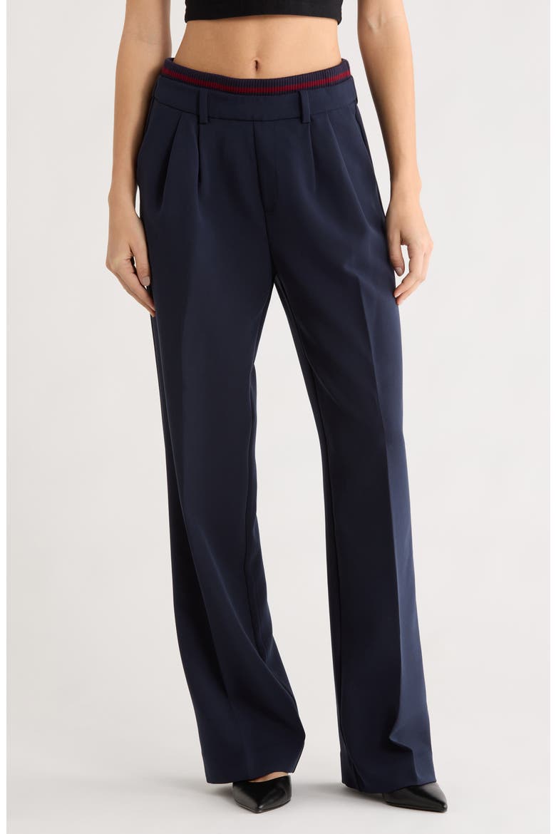 The Varsity Wide Leg Pants, Main, color, NAVY/ VINO