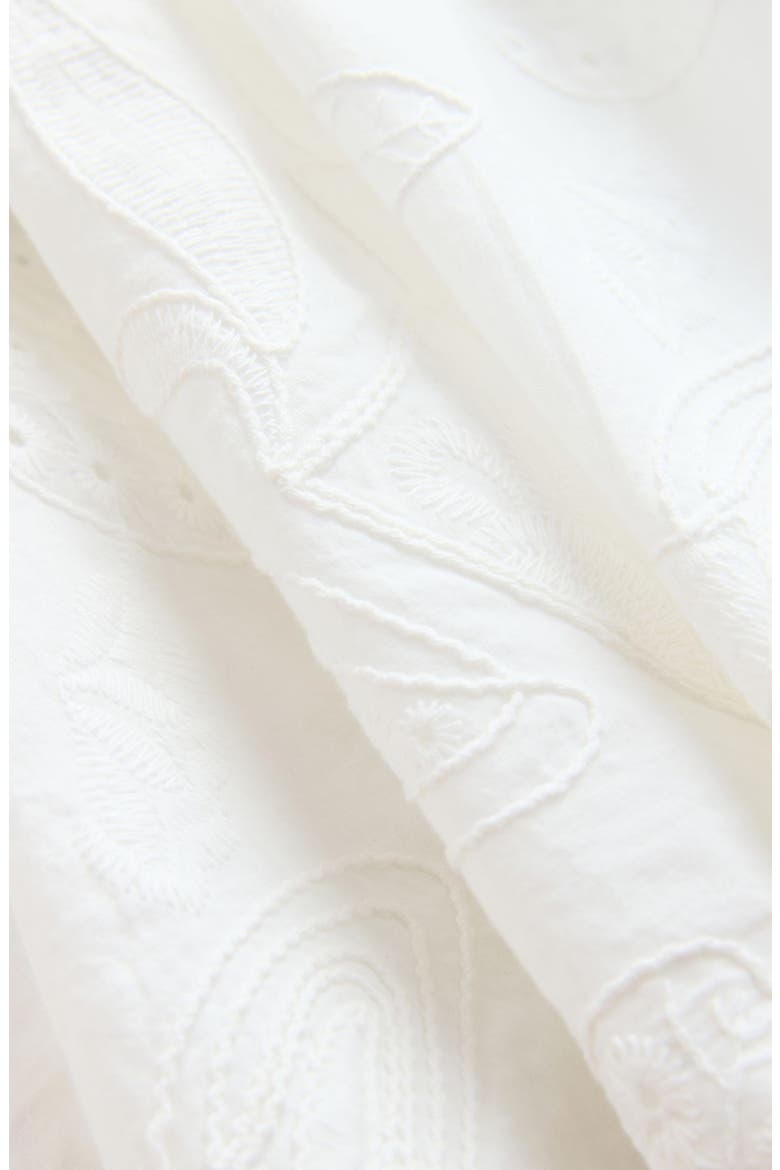 Kids' Embroidered Flutter Sleeve Cotton Dress, Alternate, color, WHITE
