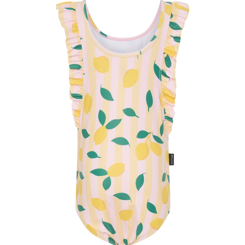 Shop Dot Australia Kids' Lemon Frill Swim Tank In Yellow
