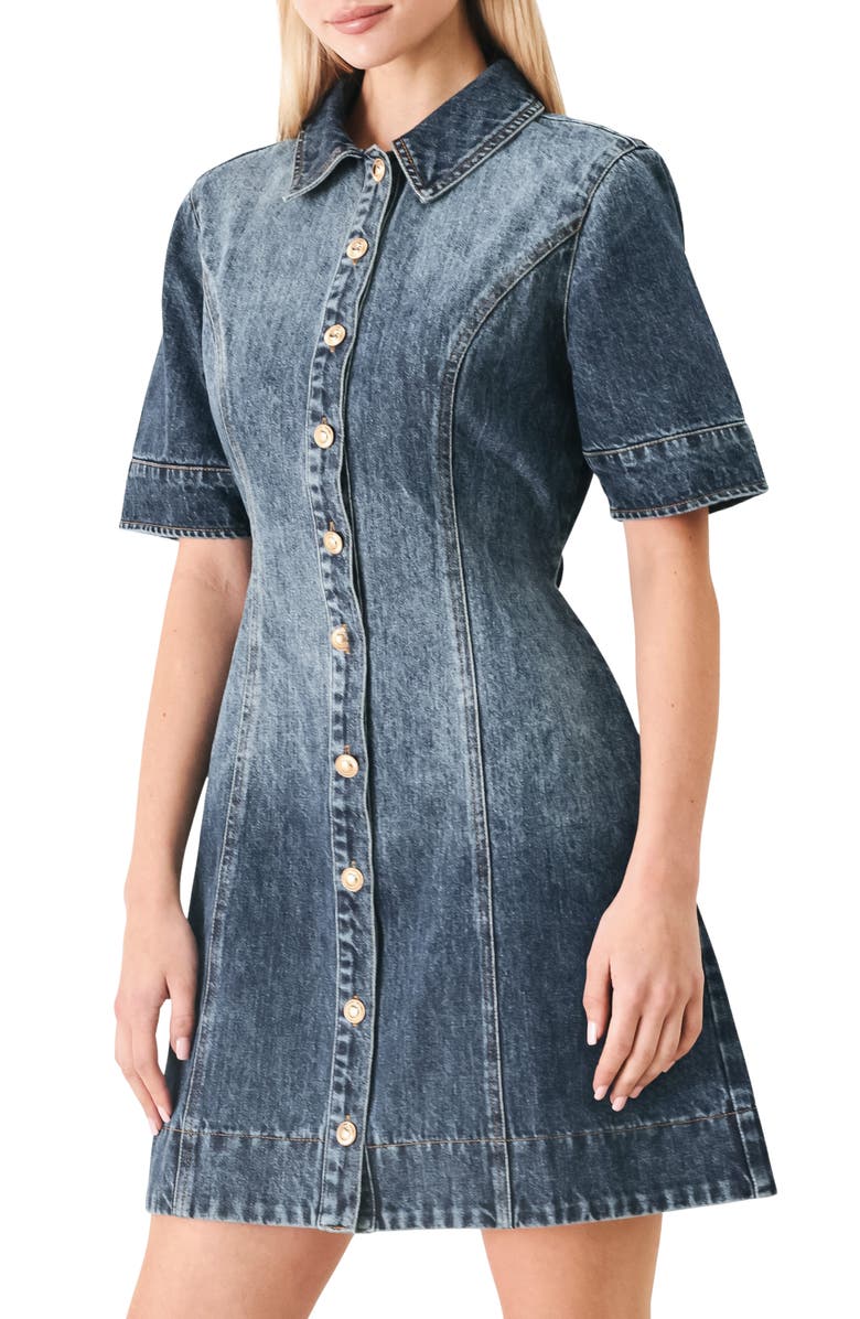 FREEMARKET Short Sleeve Denim Minidress, Alternate, color, Indigo
