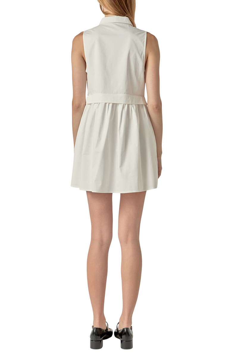 English Factory Sleeveless Mini Shirtdress, Alternate, color, White