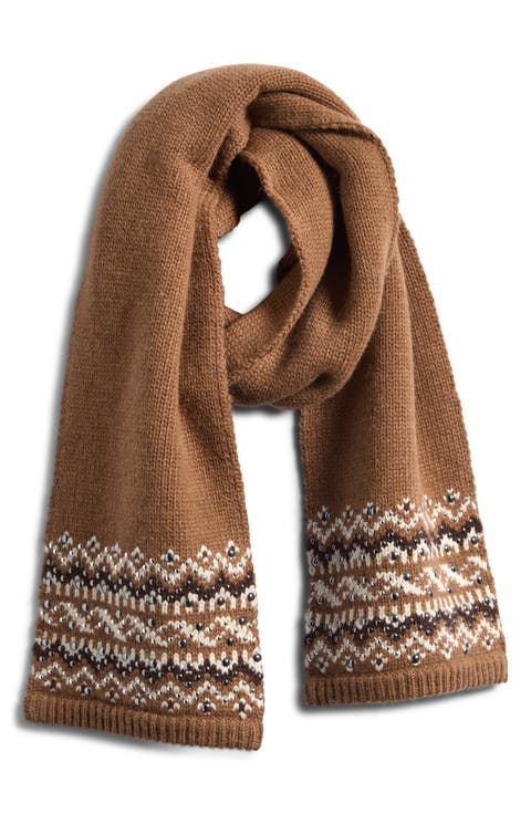 Fallon Stud Fair Isle Wool Blend Scarf