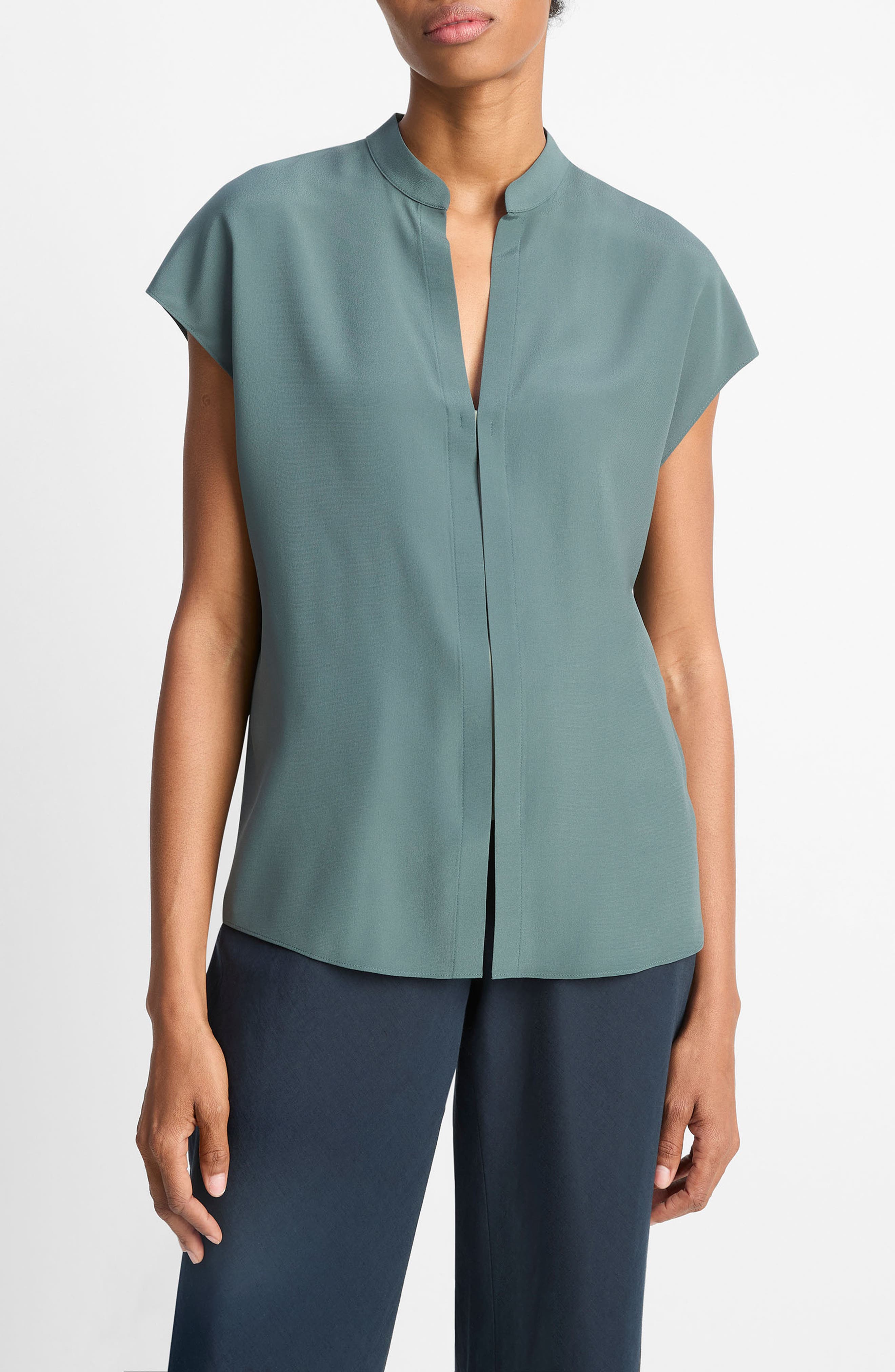 Vince Cap Sleeve Silk Blend Top