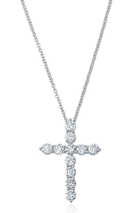 Round Cubic Zirconia Cross Pendant Necklace