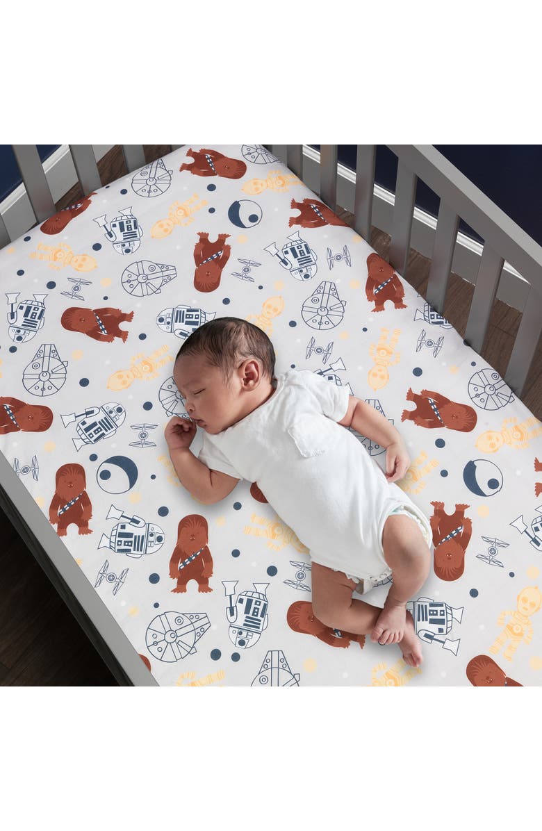 Lambs & Ivy Star Wars Signature Millennium Falcon 100% Cotton Fitted Crib Sheet, Alternate, color, Grey