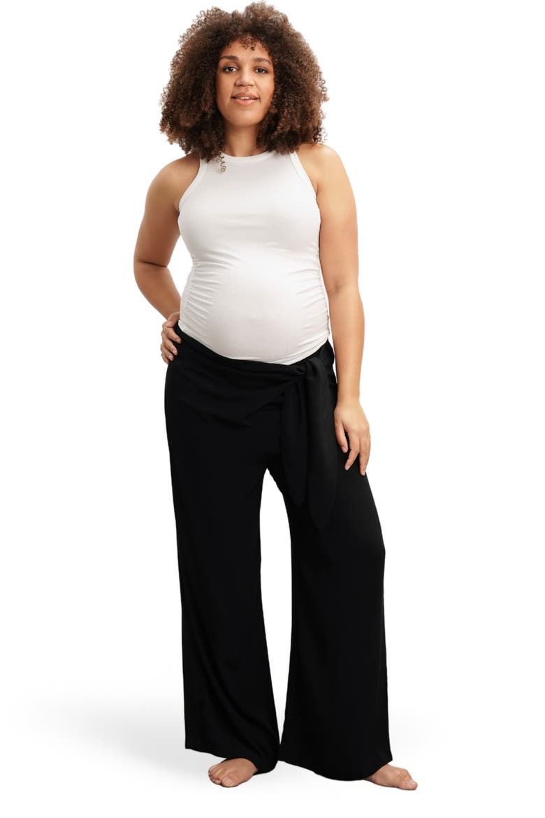The Easy Wrap Maternity Pants, Alternate, color, BLACK