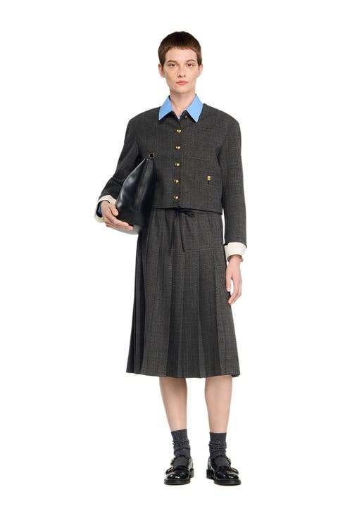 Long pleated rhinestone skirt