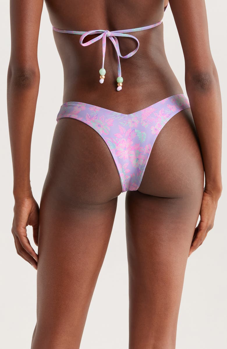Kulani Kinis Retro Y Thong Bikini Bottoms, Alternate, color, Lilac Love