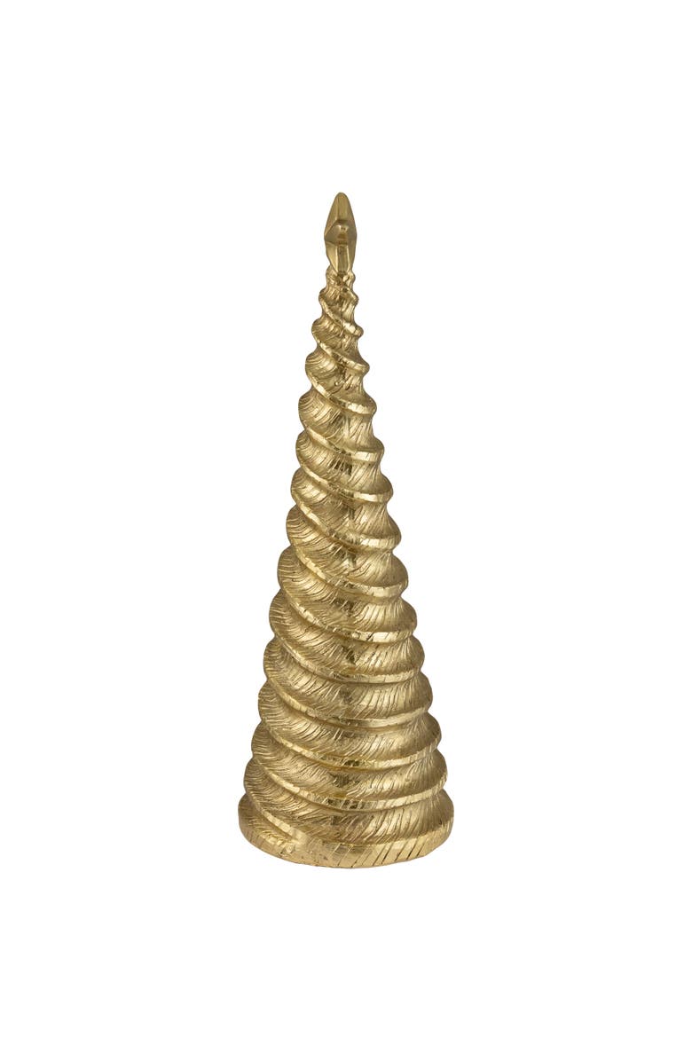 Northlight Metallic Swirling Spirals Tabletop Tree with Star Christmas Decoration - 13.5" - Gold, Alternate, color, Gold
