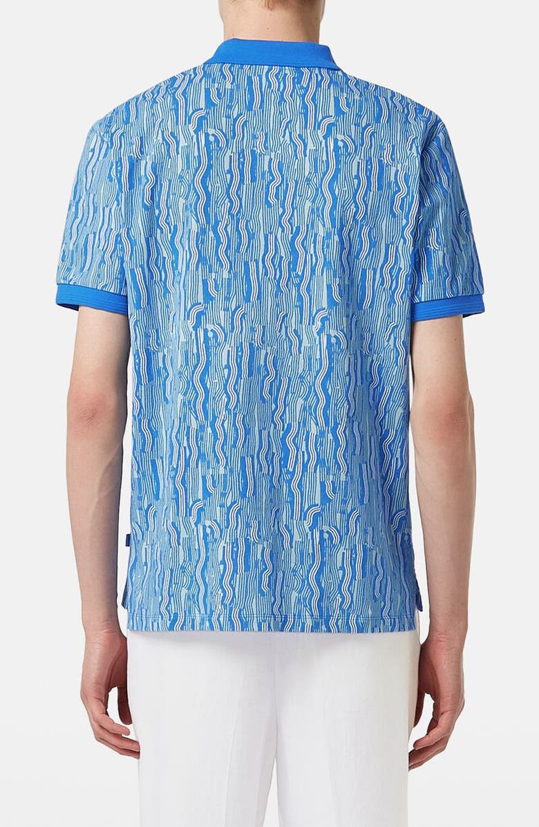 Scotch & Soda Regular Print Micro Print Cotton Polo, Alternate, color, Vuur Island Stripe