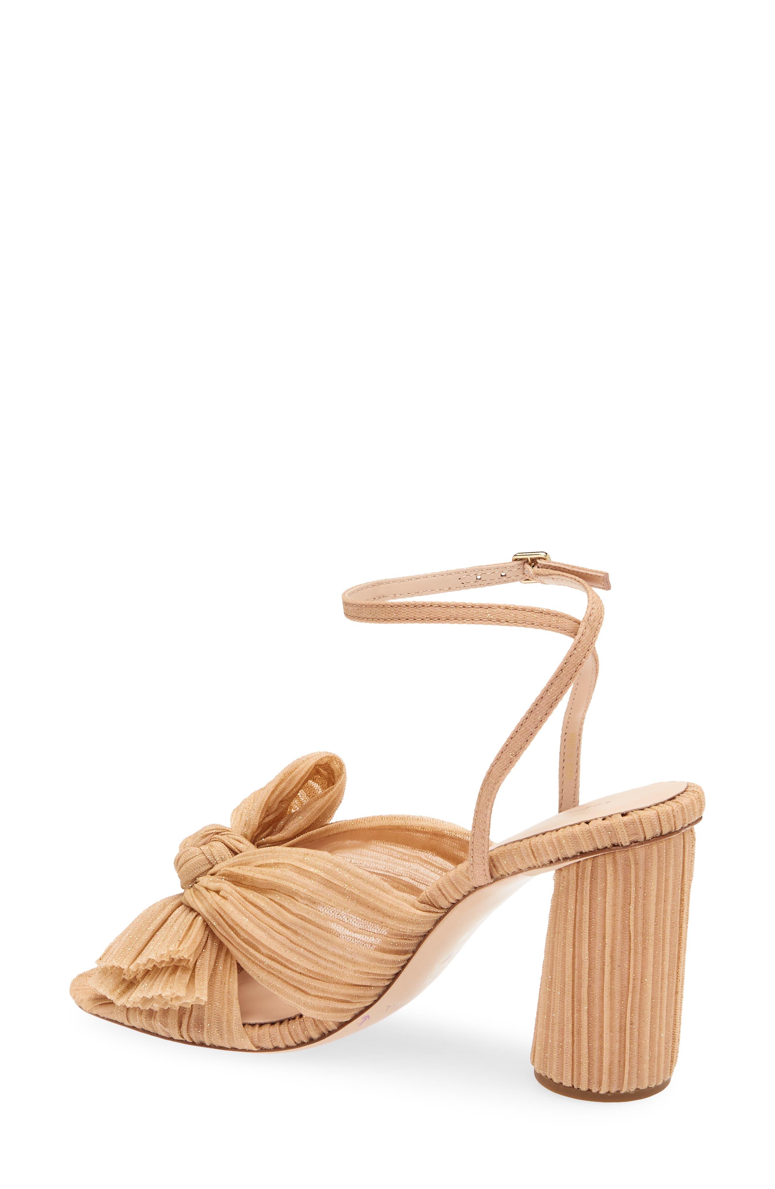 Loeffler Randall Camellia Pleated Bow Sandal, Alternate, color, Glitter Beauty