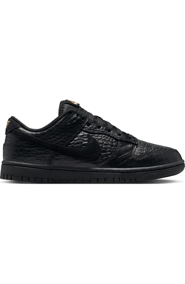 Nike Dunk Low Croc Embossed Basketball Sneaker, Alternate, color, Black/ Metallic Gold/ Off Noir