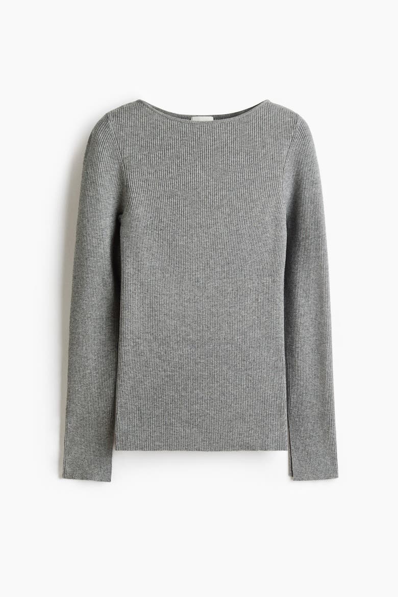 Rib-knit Top, Alternate, color, Gray melange