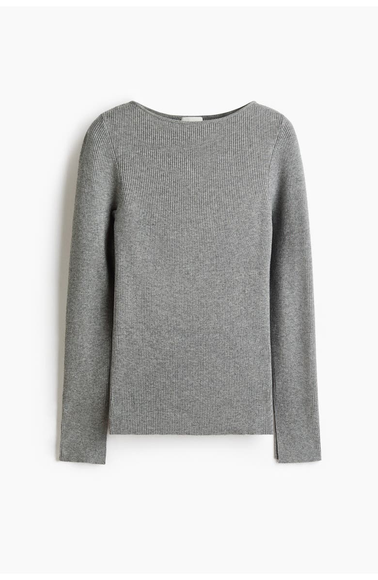 H&M Rib-knit Top, Alternate, color, Gray Melange
