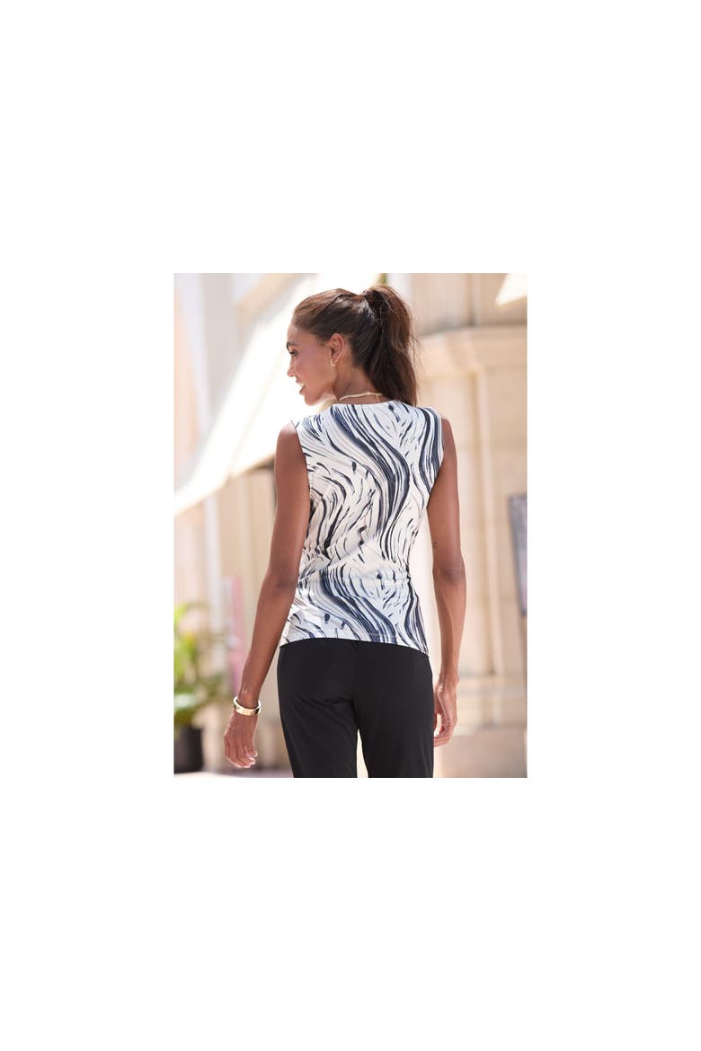 Sleeveless Wrap Look Top, Alternate, color, Beige & Black