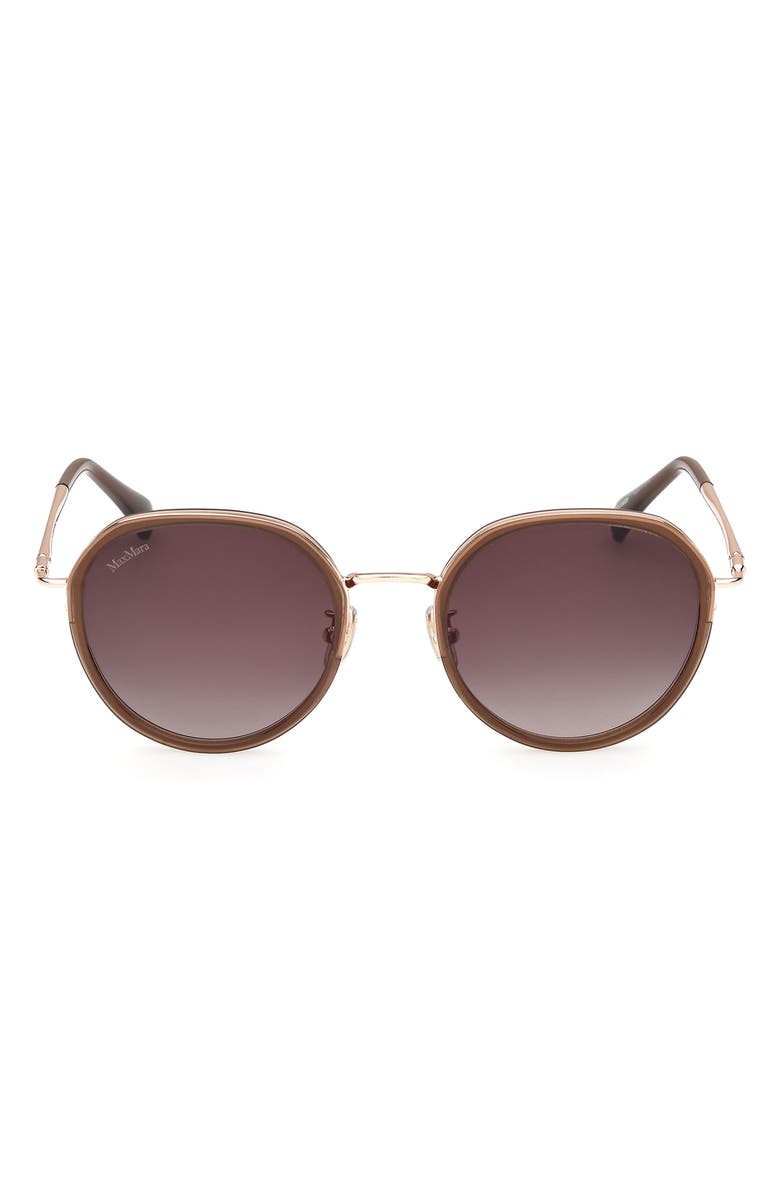Max Mara 54mm Round Sunglasses, Main, color, Shiny Light Brown / Smoke