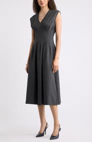 Nordstrom Seamed Ponte V-Neck Dress