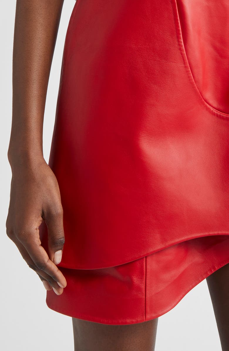 FERRAGAMO Asymmetric Leather Minidress, Alternate, color, New Red