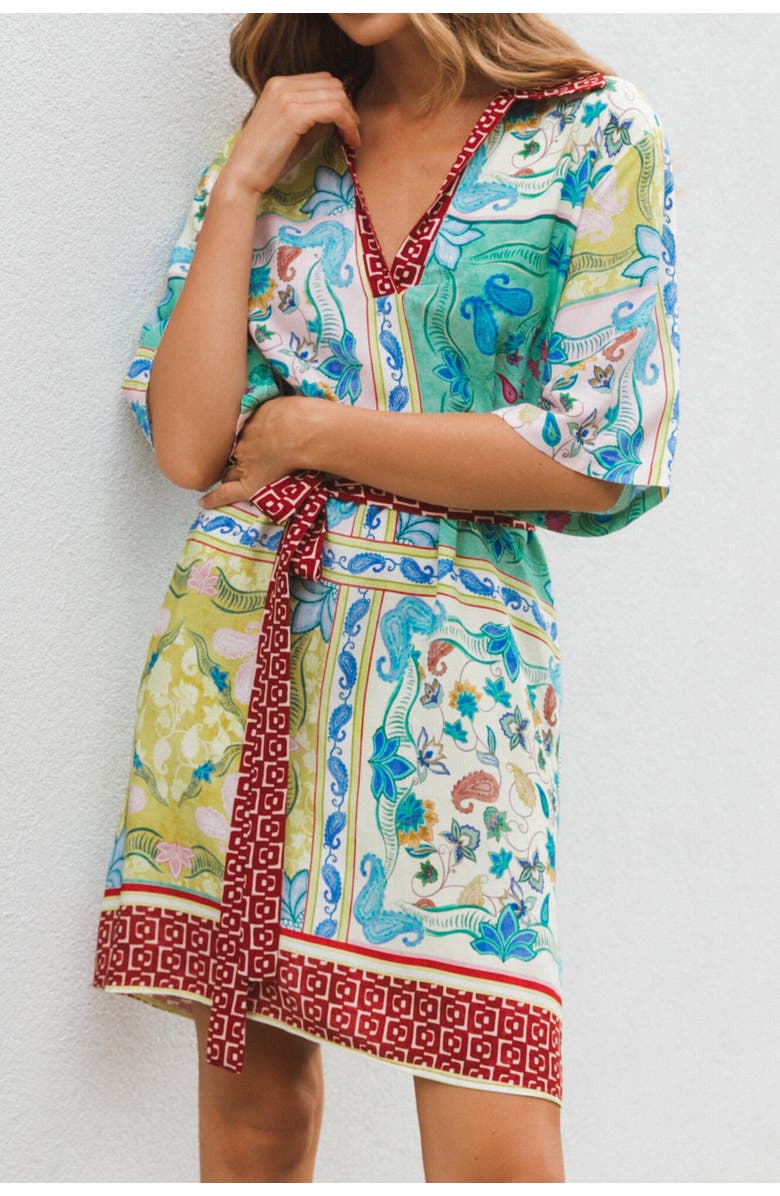 Label of Love Garden Mosaic Short Dress, Alternate, color, Blue