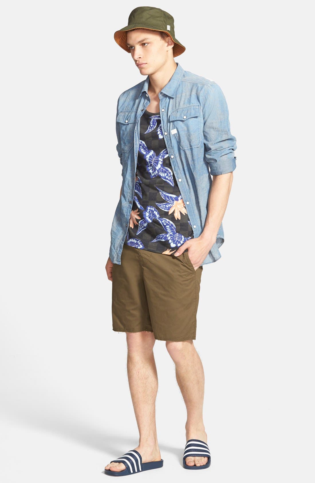 adidas Adilette Stripe Sport Slide, Alternate, color, Adiblu/Whi