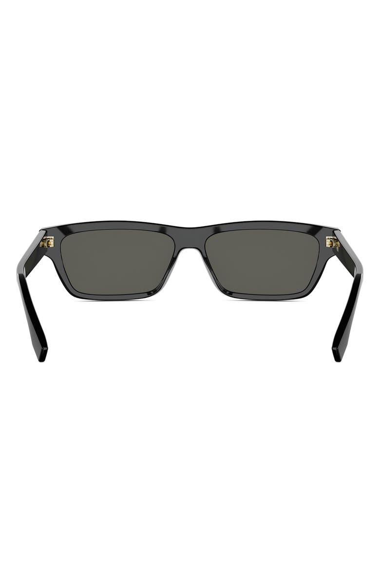 Fendi FF Squared 55mm Cat Eye Sunglasses, Alternate, color, Shiny Black / Smoke