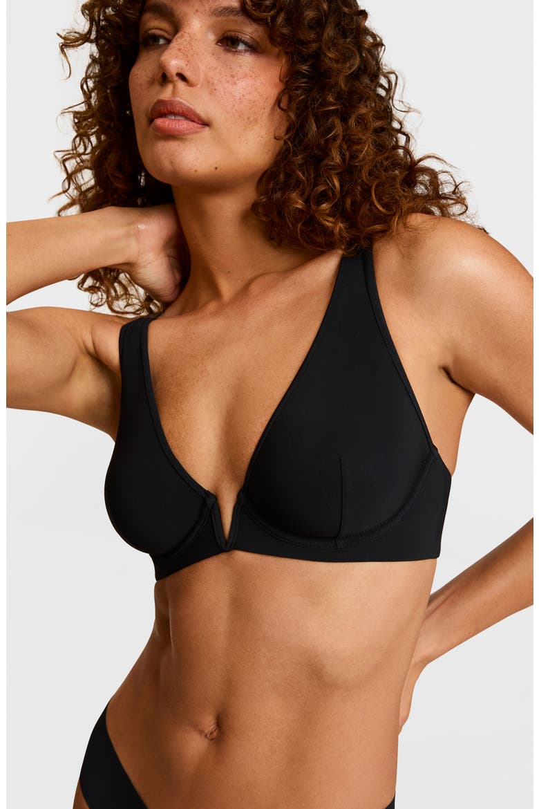 Classic Plunge Underwire Bra, Alternate, color, BLACK