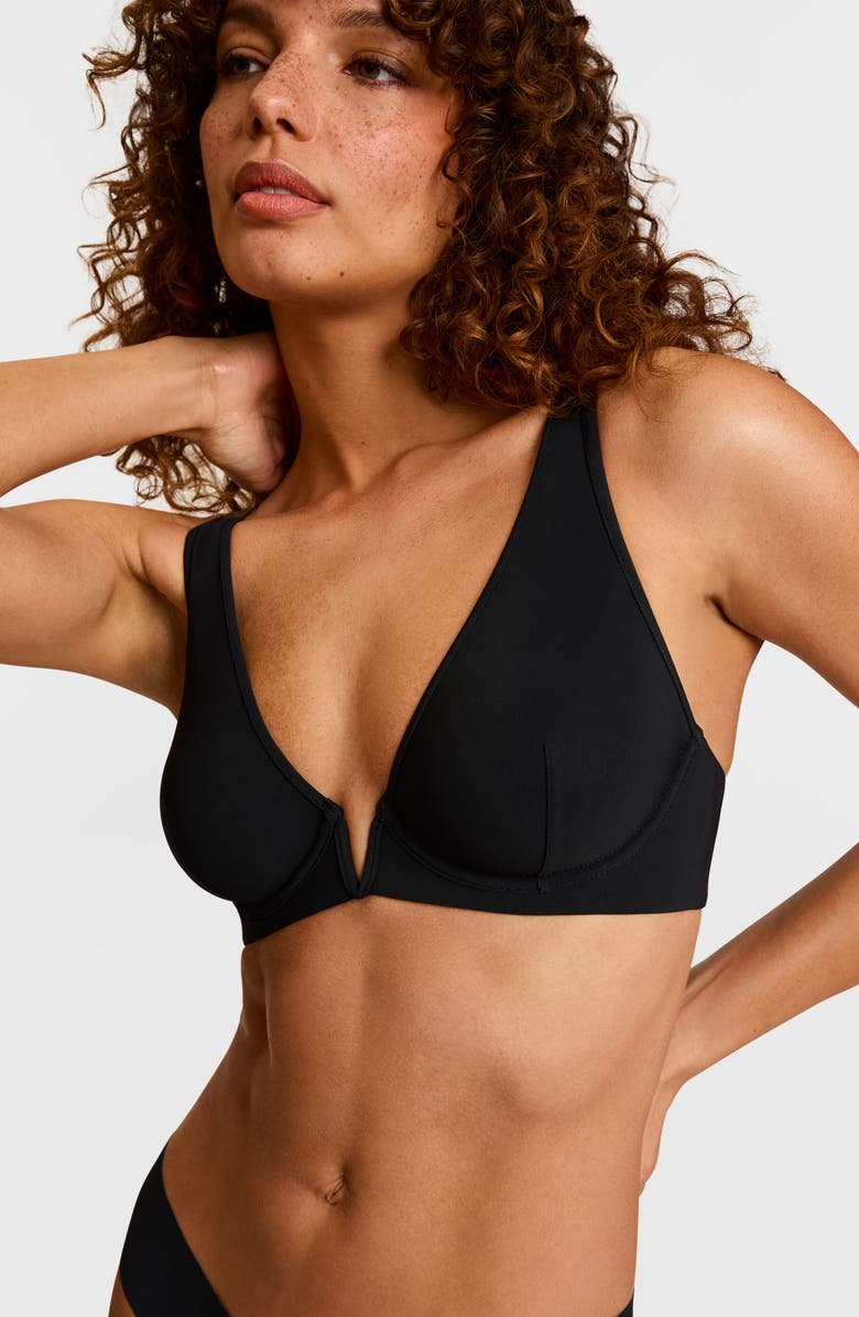 Commando Classic Plunge Underwire Bra, Alternate, color, Black