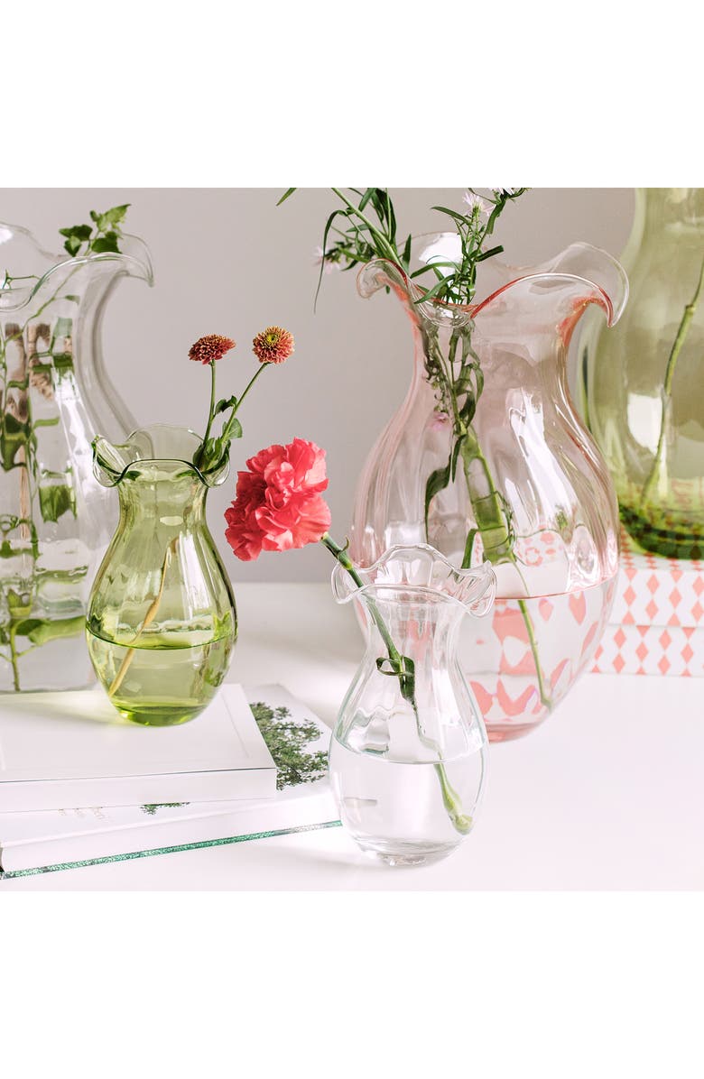 VIETRI Hibiscus Fluted Glass Vase, Alternate, color, Pink