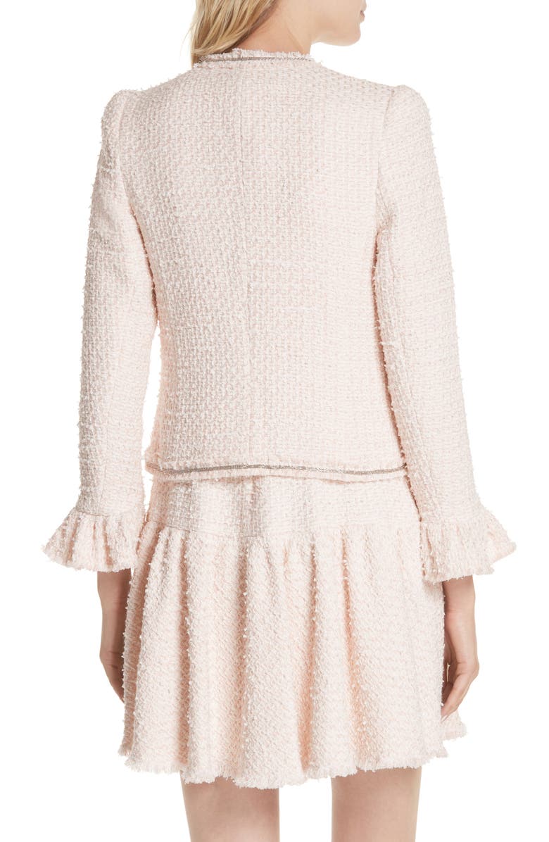Rebecca Taylor Ruffle Sleeve Tweed Jacket, Alternate, color, 