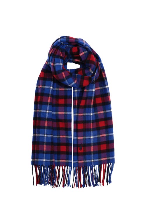 Polo Ralph Lauren Cashmere Blend Plaid Scarf In Blue