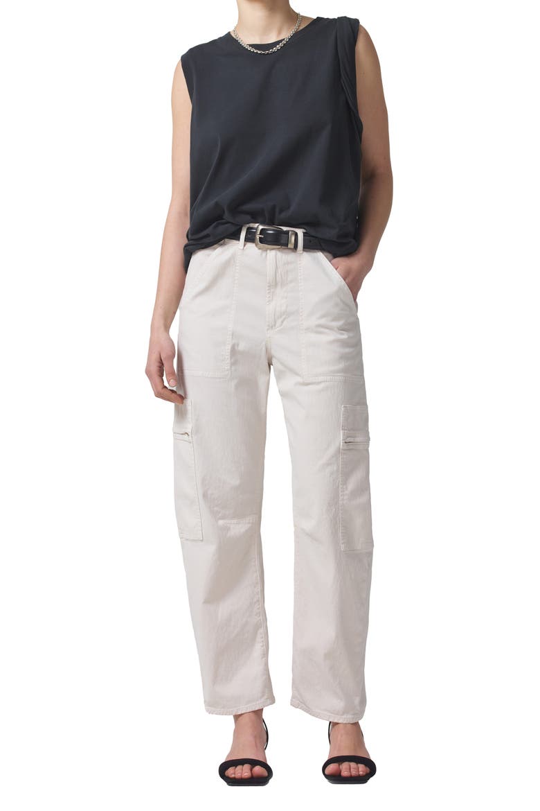 Marcelle Low Rise Barrel Organic Cotton Cargo Pants, Alternate, color, OYSTERETTE