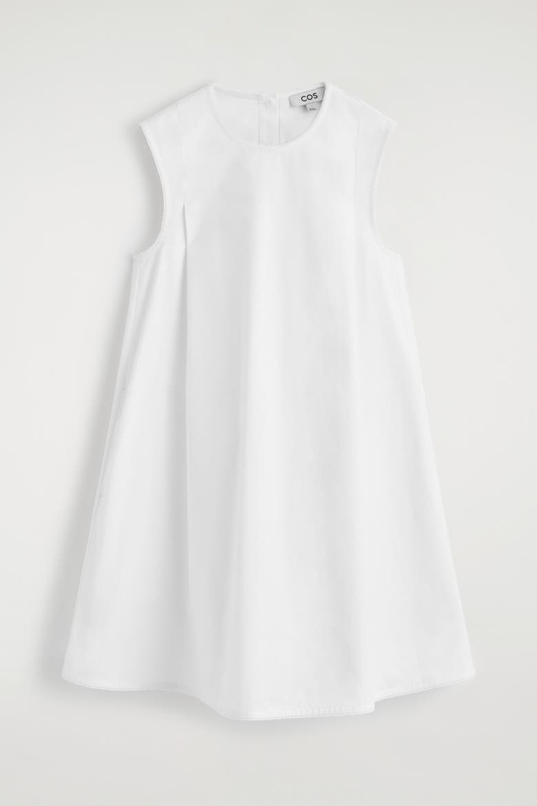 Picot-trimmed Pleated Mini Dress, Alternate, color, WHITE