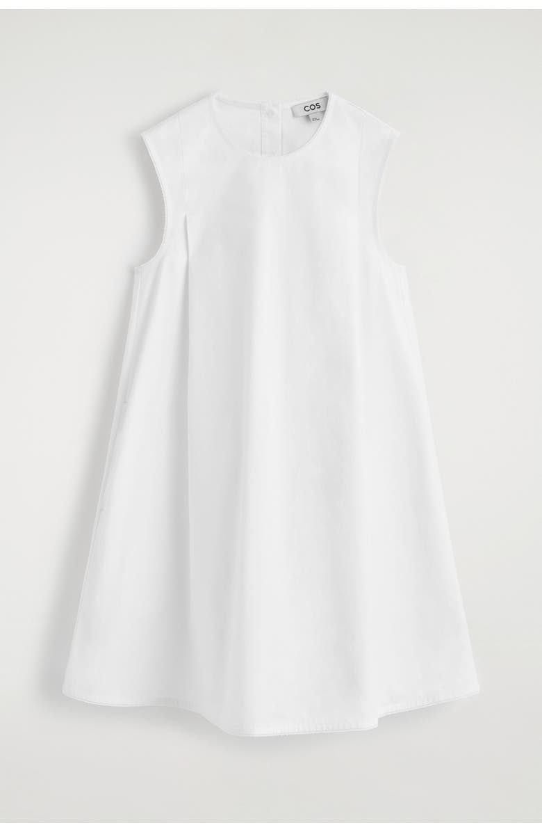 COS Picot-trimmed Pleated Mini Dress, Alternate, color, White
