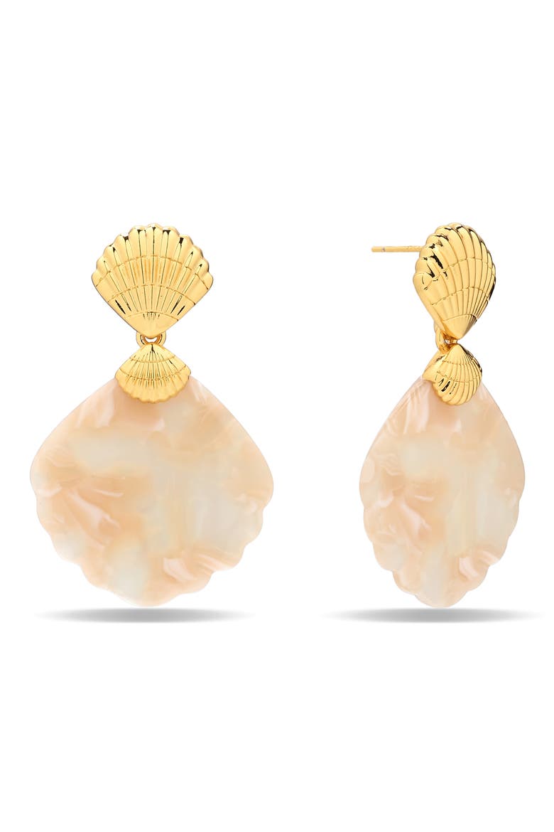 Adeline Shell Motif Drop Earrings, Main, color, GOLD