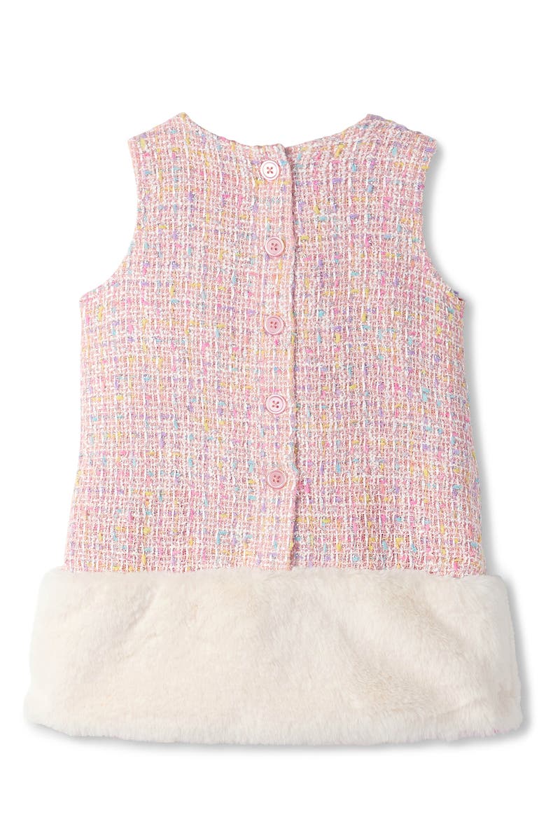 Hatley Aurora Faux Fur Trim Tweed Dress, Main, color, 