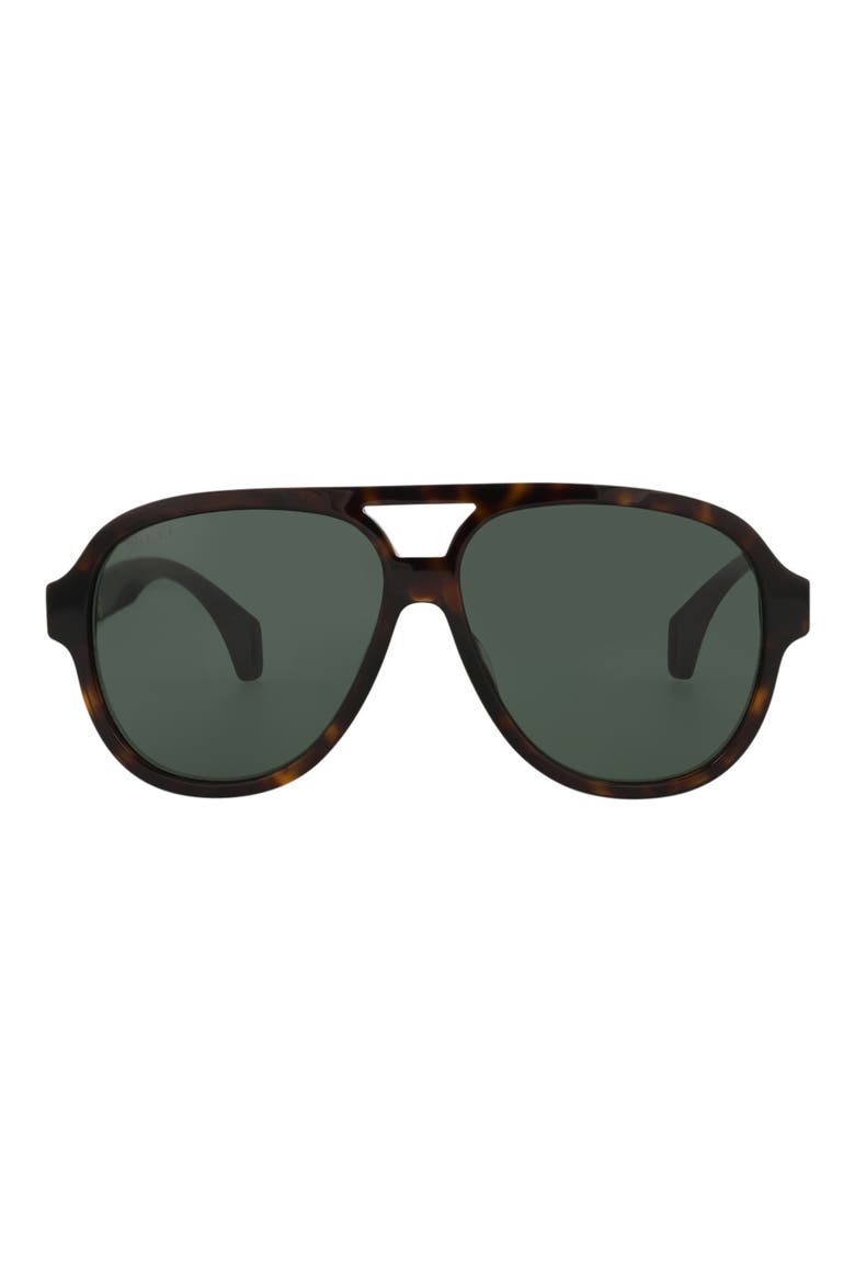 58mm Pilot Sunglasses, Main, color, HAVANA BLACK GREEN