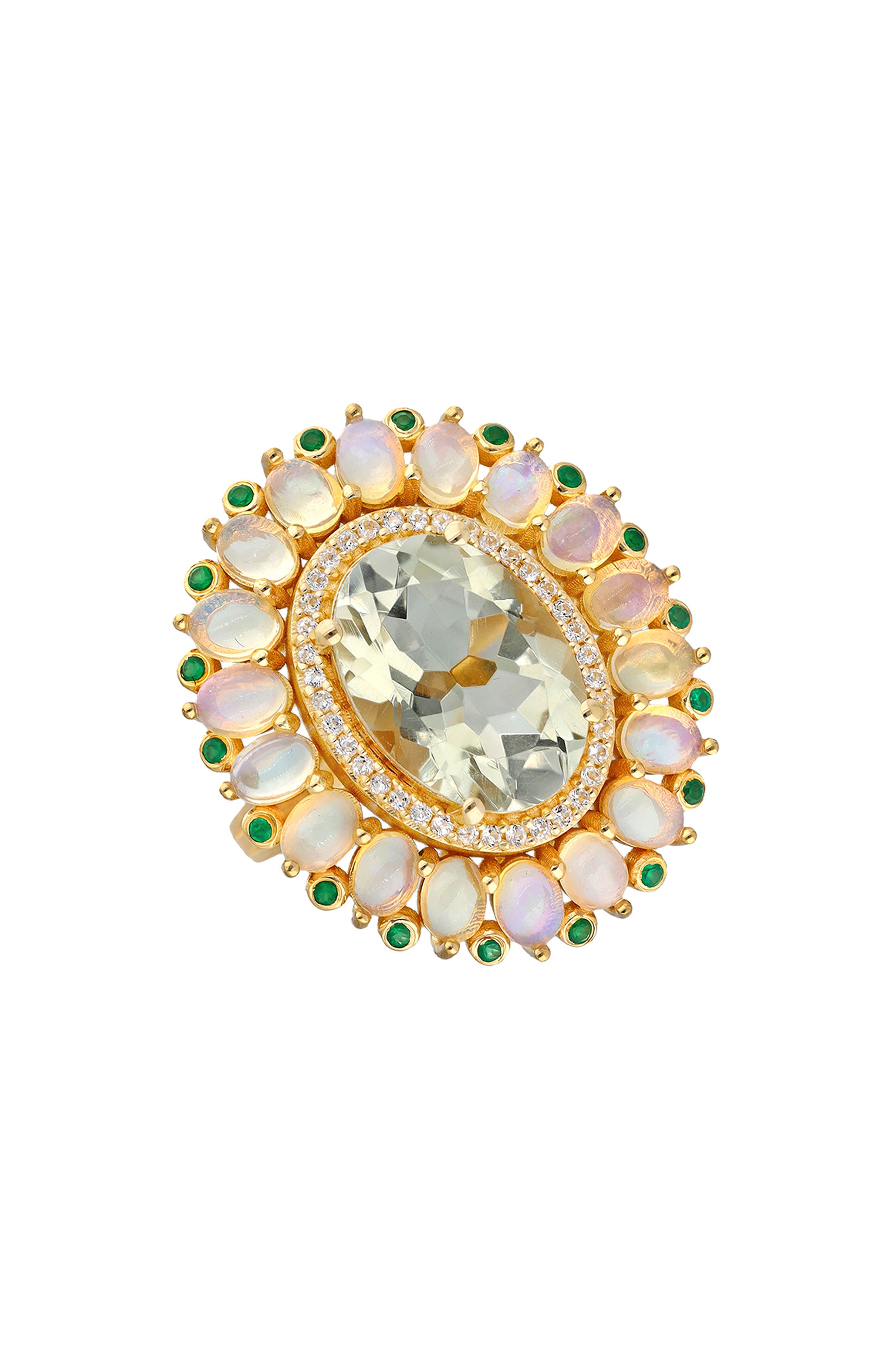 YS GEMS Prasiolite Quartz Ring