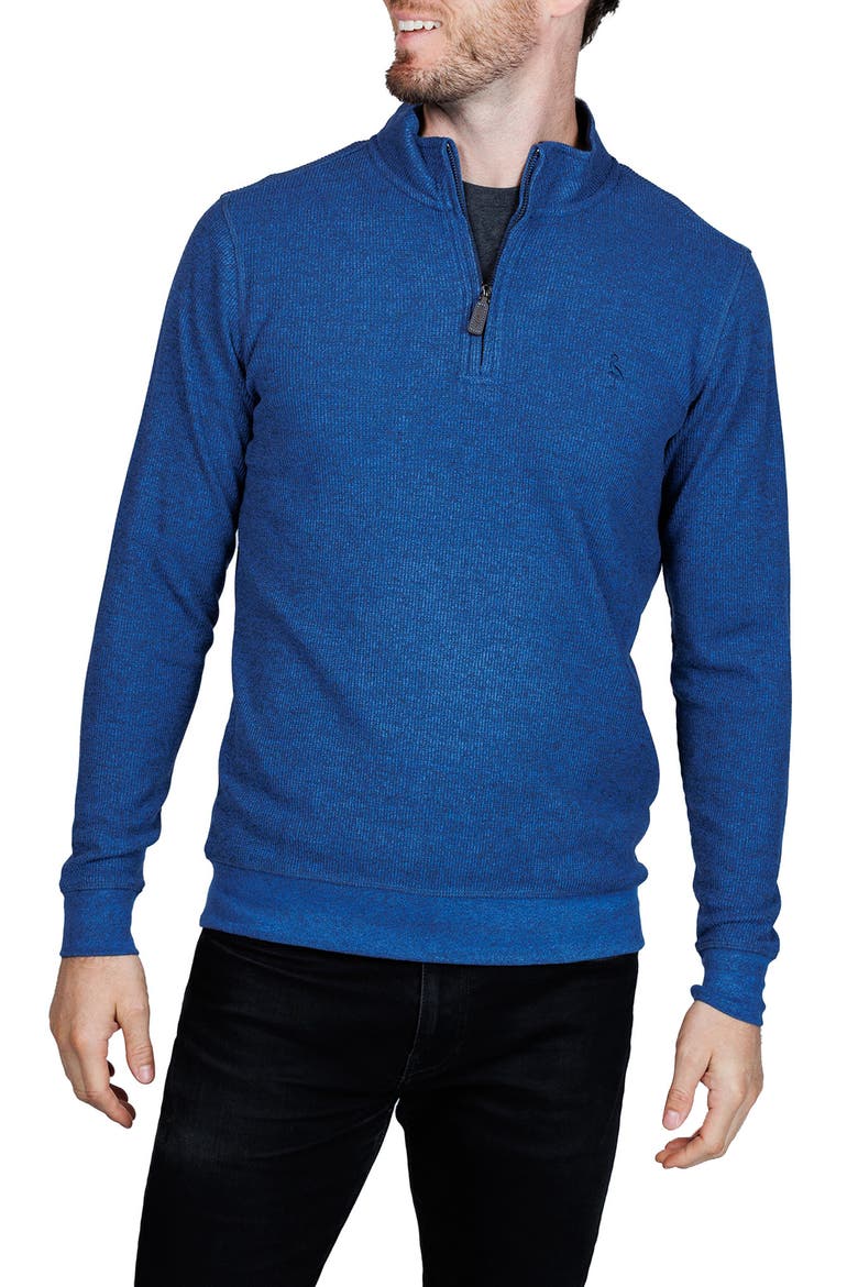Quarter Zip Cozy Knit Pullover, Main, color, OASIS BLUE HEATHER