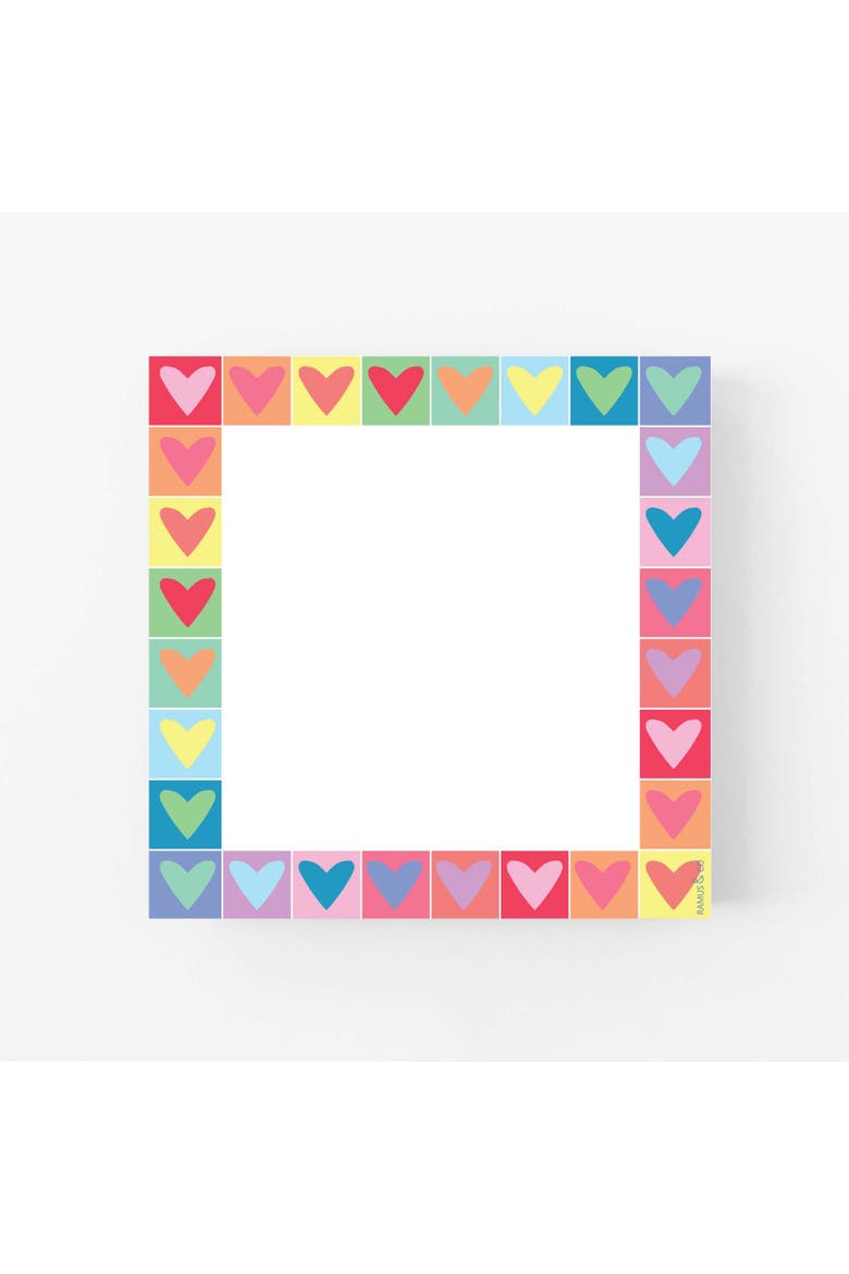 Rainbow Heart 6" x 6" Square Love Notepad, Main, color, Multi-Pack