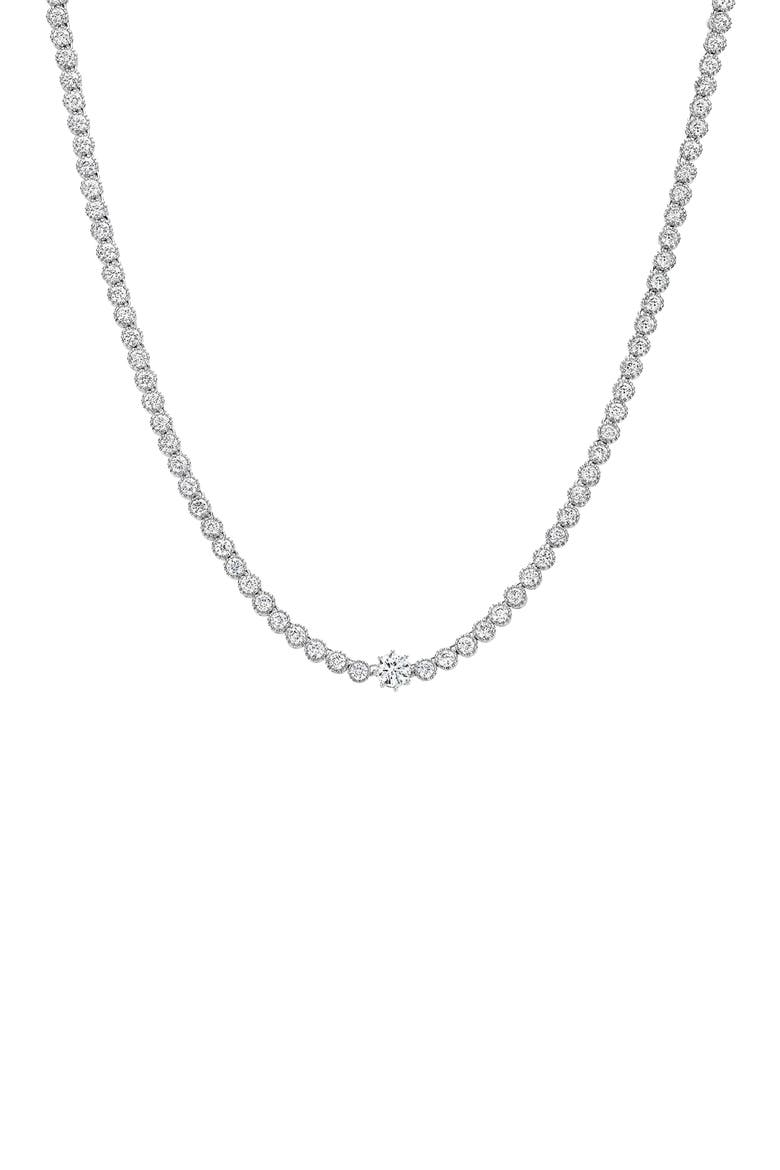 Celeste Tennis Necklace Dainty Sparkle Trendy Everyday Jewelry, Main, color, Silver